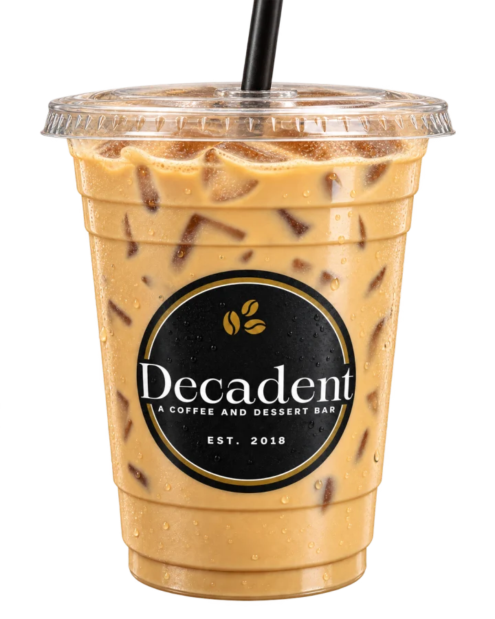 Iced coffee in a Decadent cup